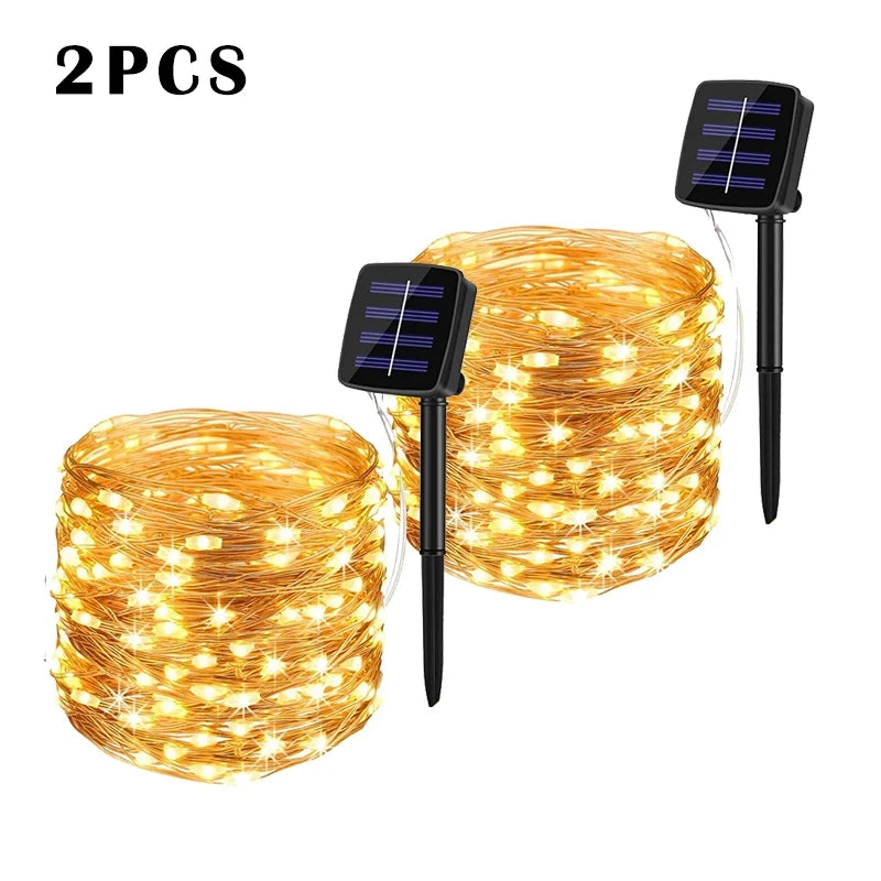 Solar String Fairy Light Ultra Long Outdoor Festoon LED Copper Waterproof Christmas Garland Decoration Garden Solar Lamp Decor