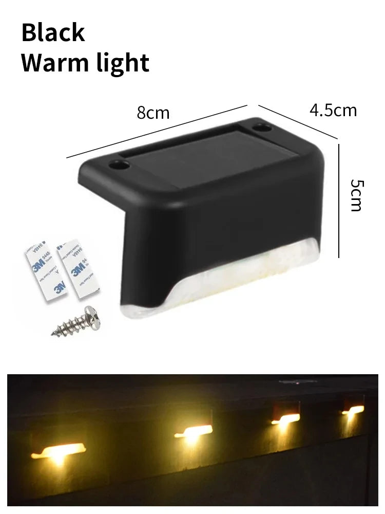 LED Solar Step Lights Outdoor Fence Light Garden Decorative Wall Lamp Waterproof For Courtyard Yard Pathway Railing Lighting