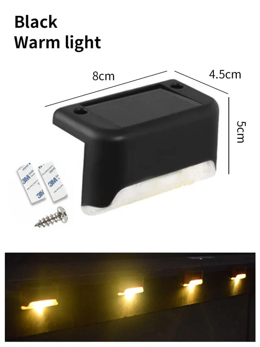 LED Solar Step Lights Outdoor Fence Light Garden Decorative Wall Lamp Waterproof For Courtyard Yard Pathway Railing Lighting