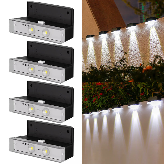 Solar Powered Wall Mounted LED Lights (2/3/4 LED) Automatic Night Lighting, Weather Resistant, Ideal for Outdoor Walls, Fences