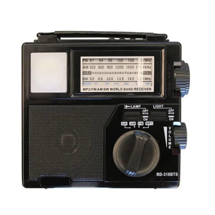 Solar Portable Emergency Radio LED Flashlight Music Player FM AM SW Radio Receiver Multi Function Multi Band