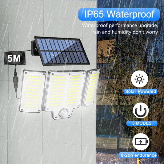 106/144/280 LED Solar Wall Lights Outdoor Motion Sensor Solar Flood Street Lamp with Adjustable Lighting Head For Street Gardens