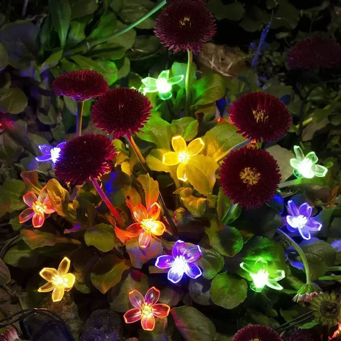 Solar Fairy String Light Sakura Garlands 5/7/12/22M Peach Flower CherryLED Lamp For Wedding Party Garden Christmas Outdoor Decor