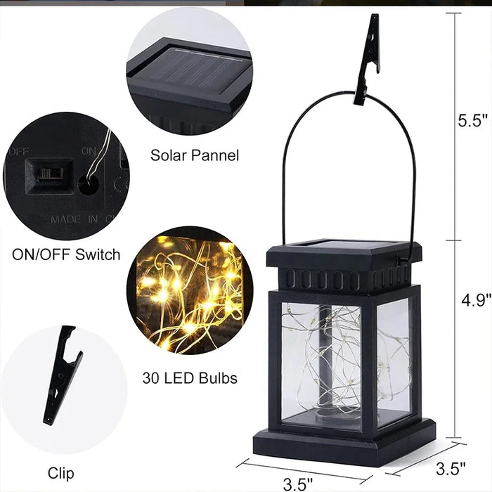 Solar Lantern Outdoor Garden Hanging Lanterns Waterproof LED Mission Lights For Table Party Decorative Patio Yard Lawn