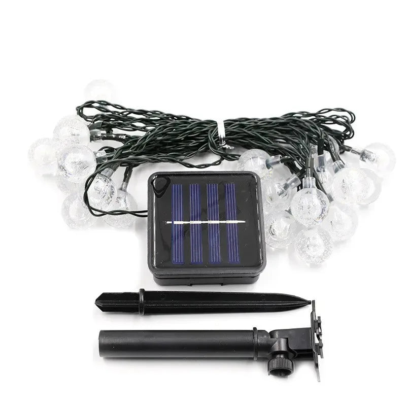 Solar Powered Crystal Ball LED String Lights Garlands for Christmas Outdoor Decoration.holiday Home Decor