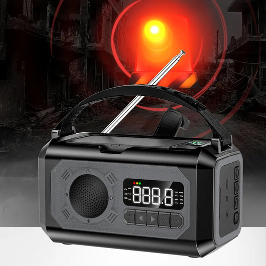 12000mAh Weather Radio AM/FM/NOAA Multifunction Radio Hand Crank Solar Portable Emergency Radio Reading Lamp for Outdoor Camping