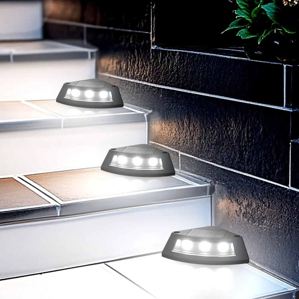4pcs Waterproof Solar Step Lights Auto Switch Easy To Use Stair Lighting Solar Powered Warm /White Light Garden Walkway Light