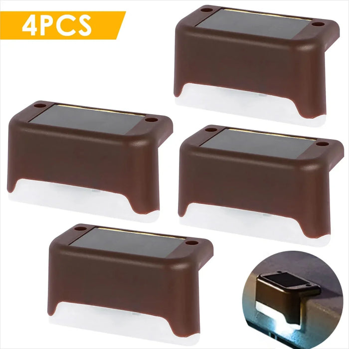 4Pack Solar Deck Lights LED Waterproof Outdoor Solar Powered Warm LED Step Lights for Decks Stairs Patio Yard Garden Decor Fence