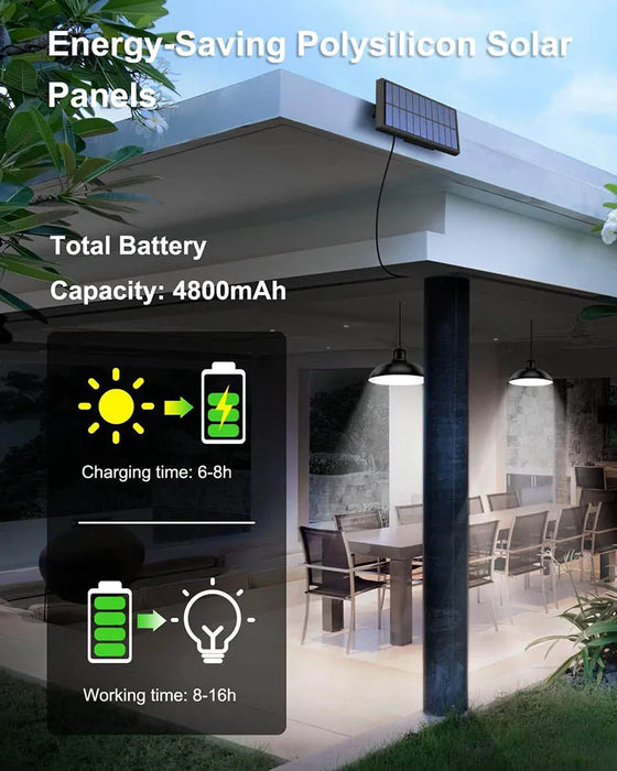 Solar Powered Pendant Light Single/Double Head Outdoor Waterproof LED Light With Remote Control Pendant Light Camping Garden