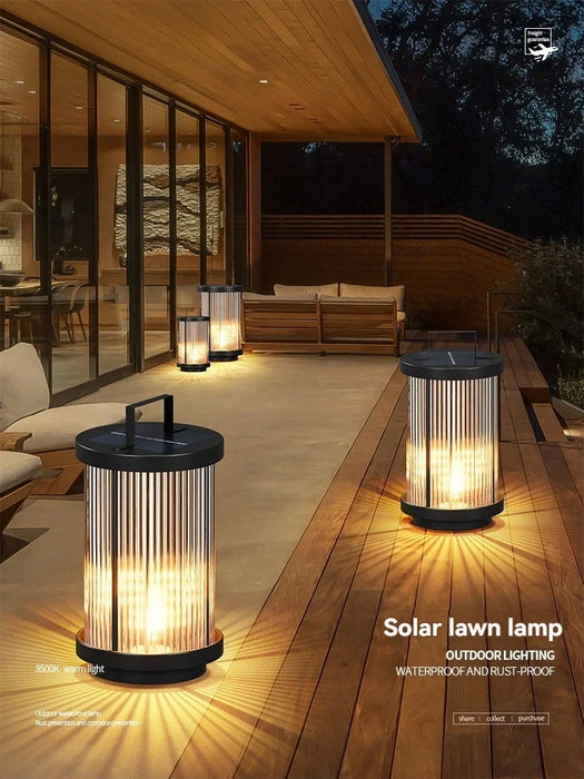 Modern Designer Solar Lamps Outdoor Waterproof Garden Glass Lanterns Street Villa Courtyard Lawn Balcony Decoration Floor Lights