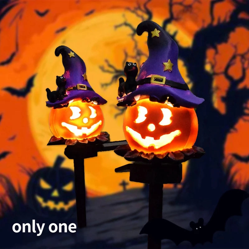 Solar Pumpkin Lantern Halloween Outdoor Light Atmosphere Light Waterproof Resin Light Suitable For Courtyard Garden