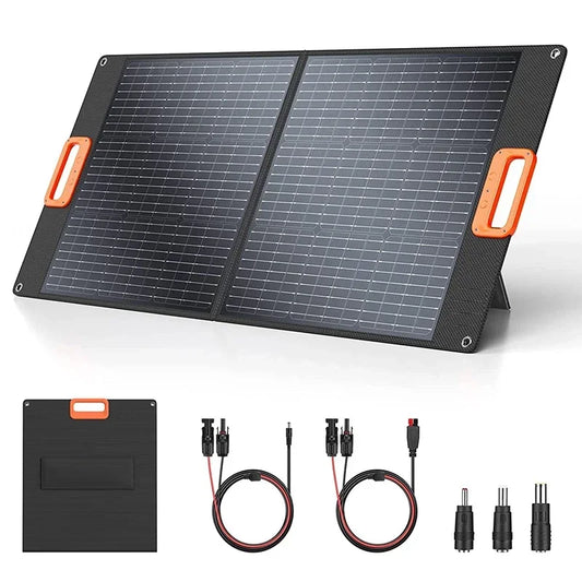 100W Portable Folding Solar Panel IP65 Waterproof Foldable Solar Panel Power Backup, Solar Charger for Power Station RV Camping