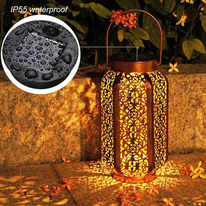 Led Solar Hanging Lantern Hanging Solar Lantern Retro Iron Art Lantern Decorative Outdoor Waterproof Garden Yard Lawn Lights