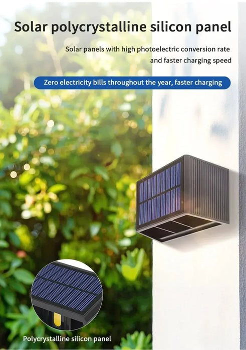 Modern Solar Wall Light 10W COB IP65 Waterproof LED Outdoor Wall Lamps for Courtyard Garden Enclosure Fence Atmosphere Decor