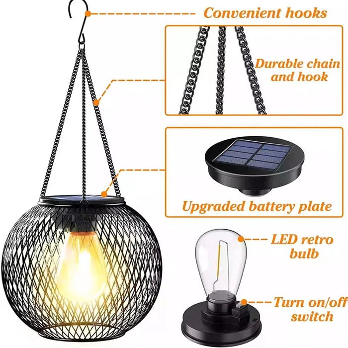 Solar Lantern Outdoor Solar Lights For Outside Decorative Hanging Lights Waterproof Solar Lanterns Hollowed-out Yard Garden Lamp