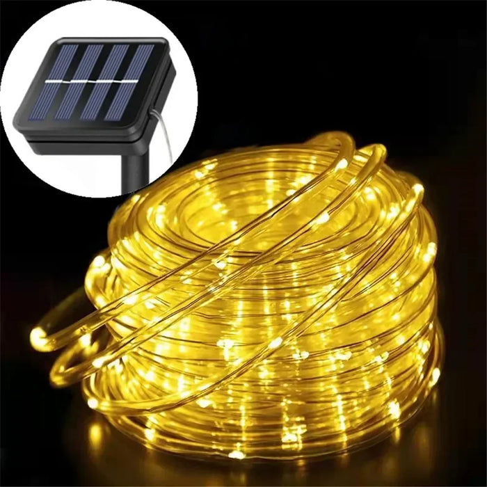 LED Solar String Lights Garden Waterproof Tube Rope Lamp Christmas Garland Fairy Lights For Outdoor Holiday Decoration Lighting