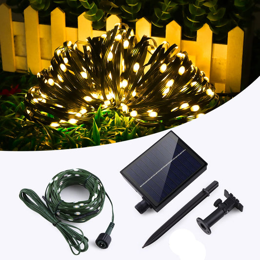 Outside Patio Backyard Home Decoration LED Landscape Lighting Garden Tree Fence Door Decor Solar Power String Lamp Fairy Lights