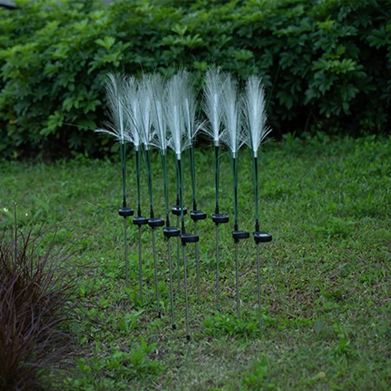 Solar Garden Landscape Lights Sunlight Lawn Lamp Simulation Bulrush Flower Optical Fiber Lamp Outdoor Waterproof Path Lighting