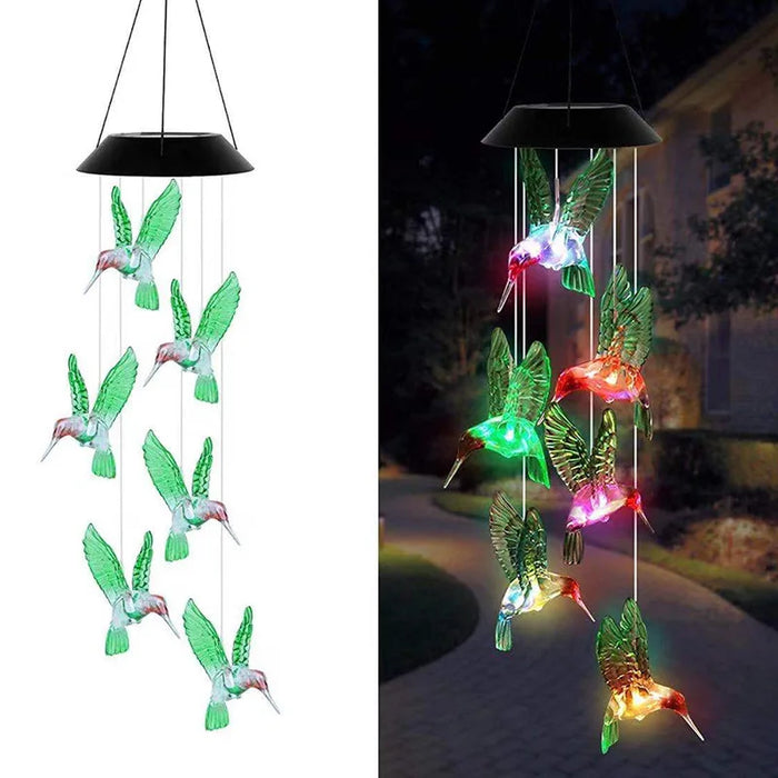 Solar Light Butterfly Windchime Light Rechargeable Christmas All Hallows' Day Party Atmosphere Landscape Balcony Decoration Lamp