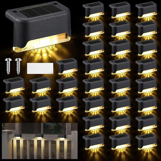 4-32 Pack LED Solar Step Lamp Path Stair Outdoor Garden Lights Waterproof Balcony Light Decoration for Patio Stair Fence Light ﻿