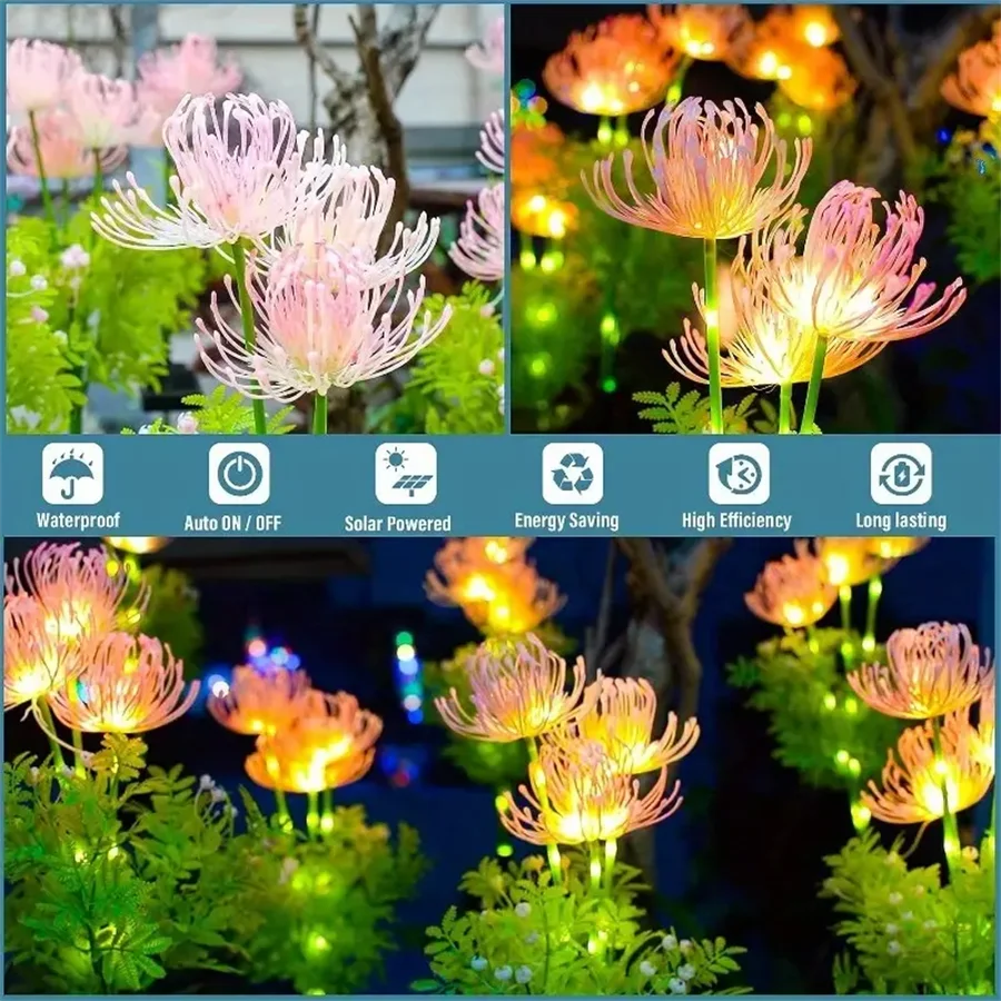 Solar Flower Lights Outdoor Waterproof Solar Garden Lighting For Garden Pathway Courtyard Decoartion
