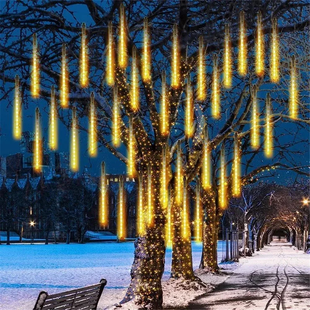 Outdoor Christmas Decoration 30/50cm Solar Meteor Shower Rain Holiday Light Led Light String for Tree Garden 8 Tube Fairy Light
