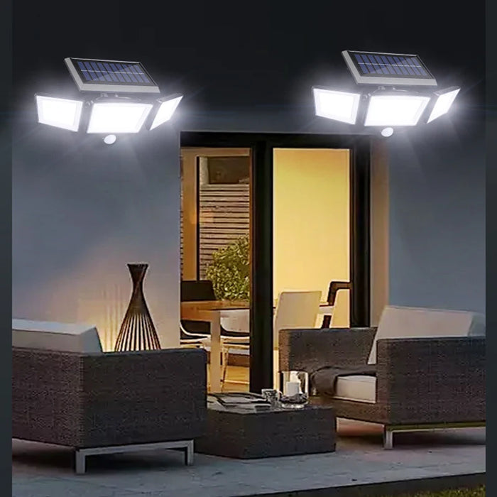 Solar Security Lights Outdoor with 3 Modes Motion Sensor Super Bright Wall Lamp 3 Head Street Light for Garden Yard Path Garage