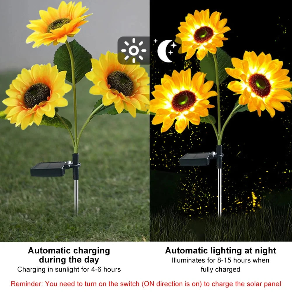 LED Solar Sunflowers Flower Light Home Decorative Flower Lights Garden Decoration Lawn Lamp Waterproof Landscape Flower Light