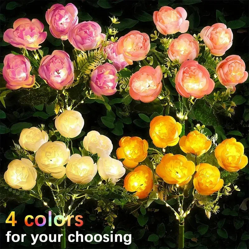 Solar Flower Light Camellia Buds Garden Flower Lights Outdoor Landscape Lighting for Home Yard Patio Path Lawn Decorative Lamp