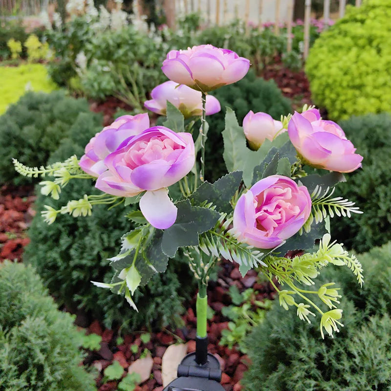 Solar Powered Flower Lights, LED Peony Flower Lamps for Outdoor Solar Garden Lights, Outdoor Solar Lawn Lights for  Yard, Lawn