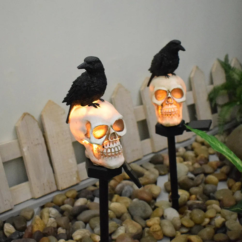 Halloween outdoor lights, waterproof solar Christmas tree pumpkin garden stake lights, Santa Claus crow skull panda decoration