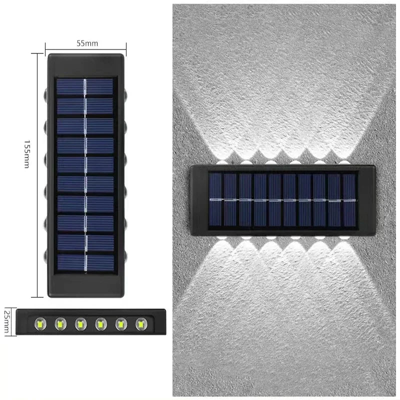 1~4Pack Solar Wall Lights Outdoor 16LED Waterproof Lamp Up And Down Convex Lens Lighting For Garden Landscape Balcony Decoration