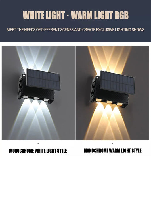 Outdoor Solar Wall Lamp Upper Lower Light Emitting Exterior Wall Lamp Waterproof LED Outdoor Lighting Dual Head Courtyard