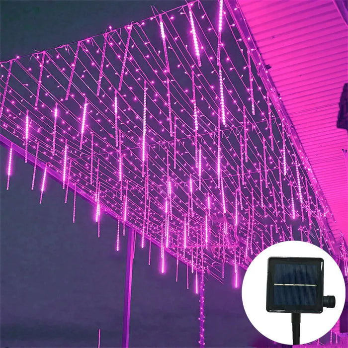 Outdoor Christmas Decoration 30/50cm Solar Meteor Shower Rain Holiday Light Led Light String for Tree Garden 8 Tube Fairy Light