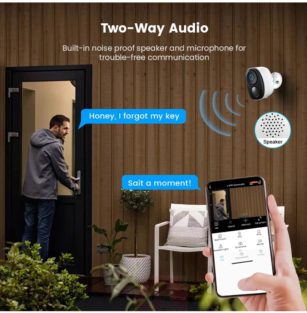 SANSCO 5MP Solar WIFI Surveillance Camera PIR Motion Detection 110° Wide Angle Outdoor Wireless Battery Security Protection CCTV