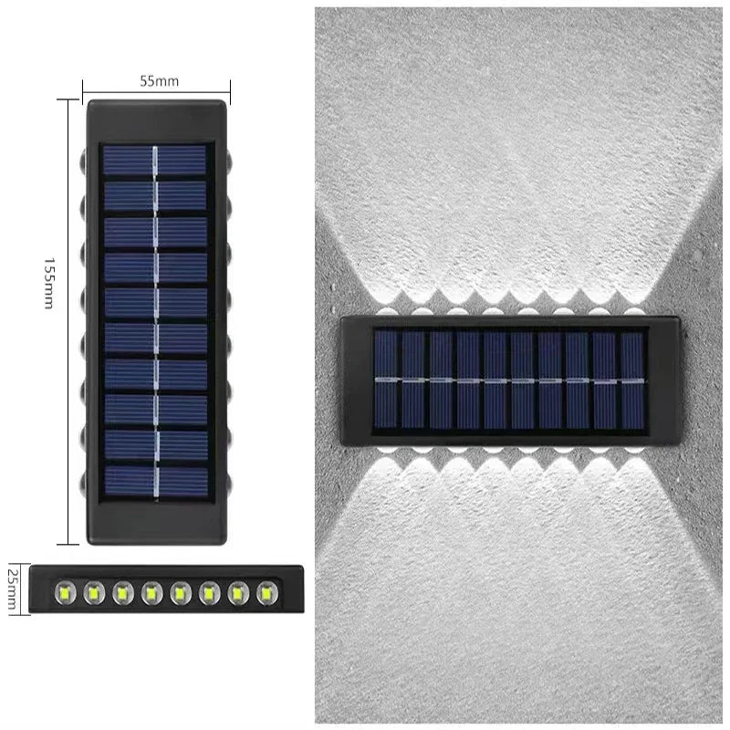 1~4Pack Solar Wall Lights Outdoor 16LED Waterproof Lamp Up And Down Convex Lens Lighting For Garden Landscape Balcony Decoration