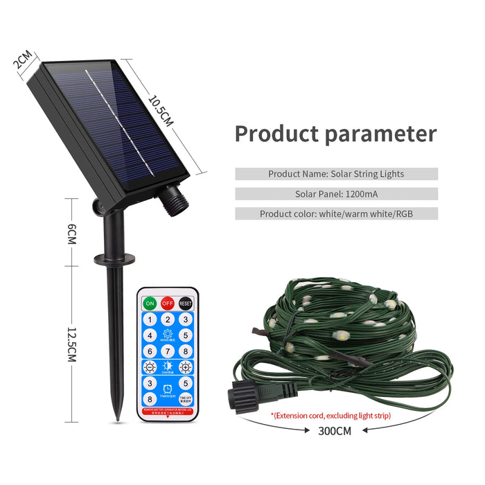 Outside Patio Backyard Home Decoration LED Landscape Lighting Garden Tree Fence Door Decor Solar Power String Lamp Fairy Lights