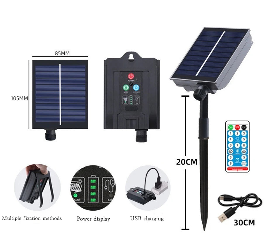 Solar Outdoor Light Garland Christmas Decorations 2023 Street Garland 8 Modes Festoon Led Light String with Remote Control