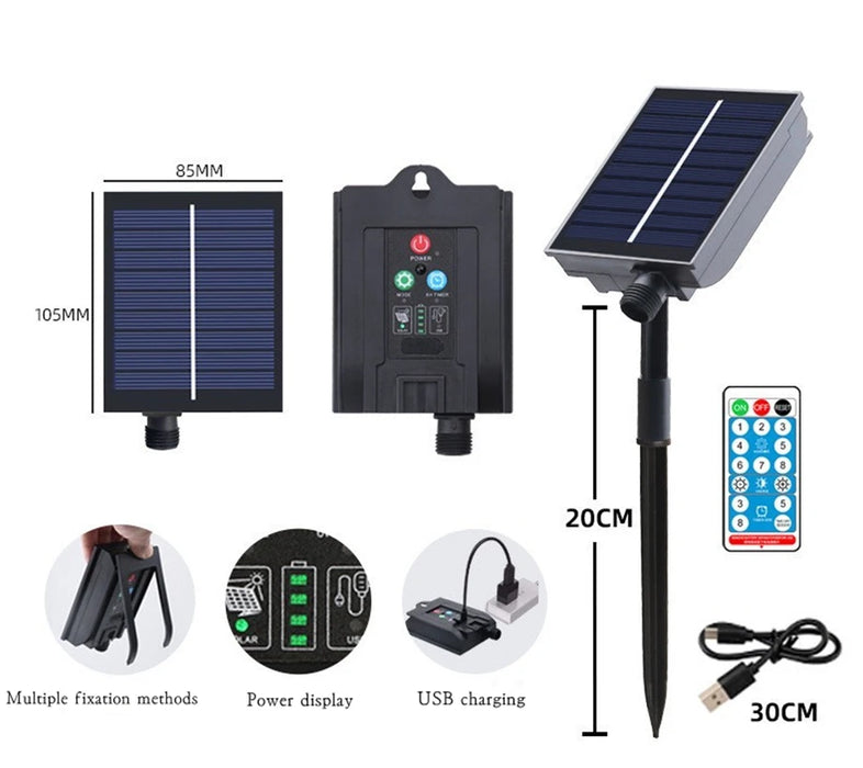 Solar Outdoor Light Garland Christmas Decorations 2023 Street Garland 8 Modes Festoon Led Light String with Remote Control