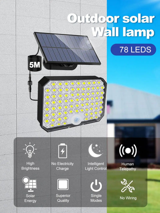 Solar Security Lights Motion Sensor Outdoor 318/238/226LED Garden Lights Waterproof Split Flood Wall Lights Solar Powered 3 Mode