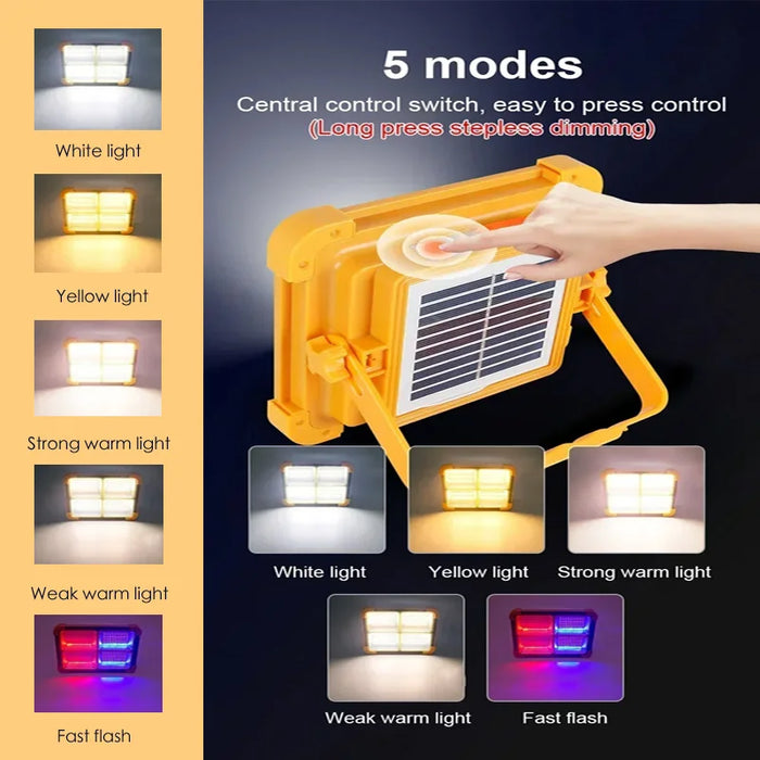 Solar Outdoor Lights Rechargeable Solar Flood Light LED Reflector Spotlight Rechargeable Projector Floodlight Construction Lamp