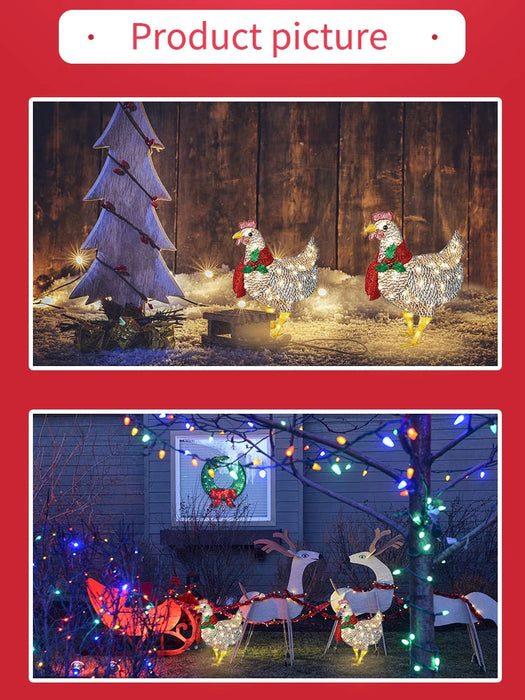 Courtyard Christmas Led Solar Night Lights Outside Garden Decoration Ornaments Chicken Hen Glowing Pastoral Chickens Lamps 2024