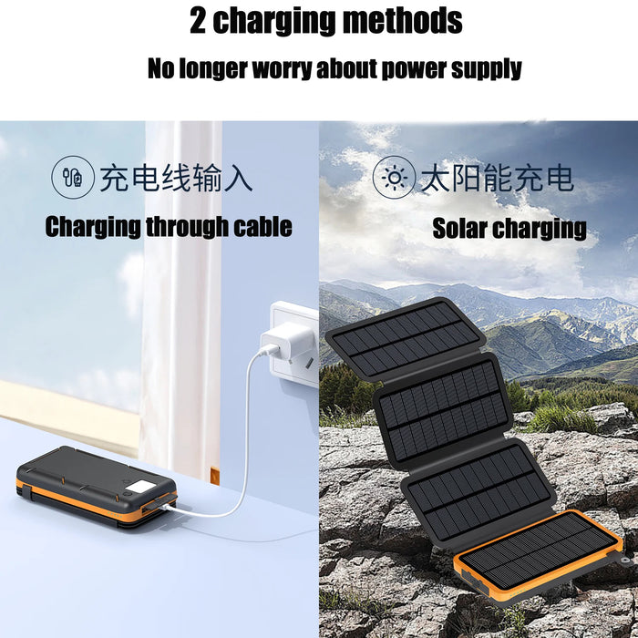 New Portable Solar Power Bank 20000mAh Large Capacity Charger Compatible with IOS Android USB-A And USB-C Fast Charging outdoor