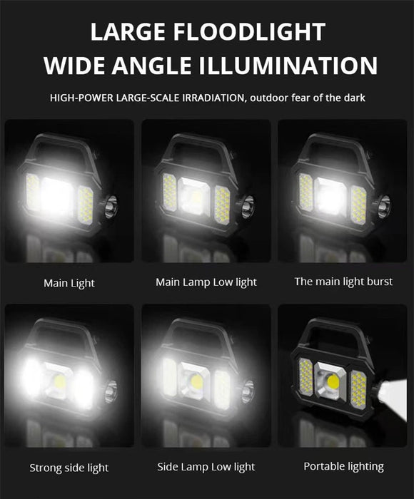 Solar Rechargeable LED Flashlight COB Zoomable Waterproof Tactical Torch Lamp Bulbs Can Charge Mobile Phone Camping Flashlight