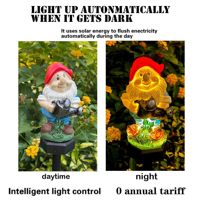 Solar Lamp Watering Dwarf Lamp Resin Crafts Santa Claus Lamp Led Outdoor Lighting Decorative Landscape Lamp Solar Garden Lamp Lawn Lamp for Courtyard Garden Path Lawn Holiday Decoration Christmas