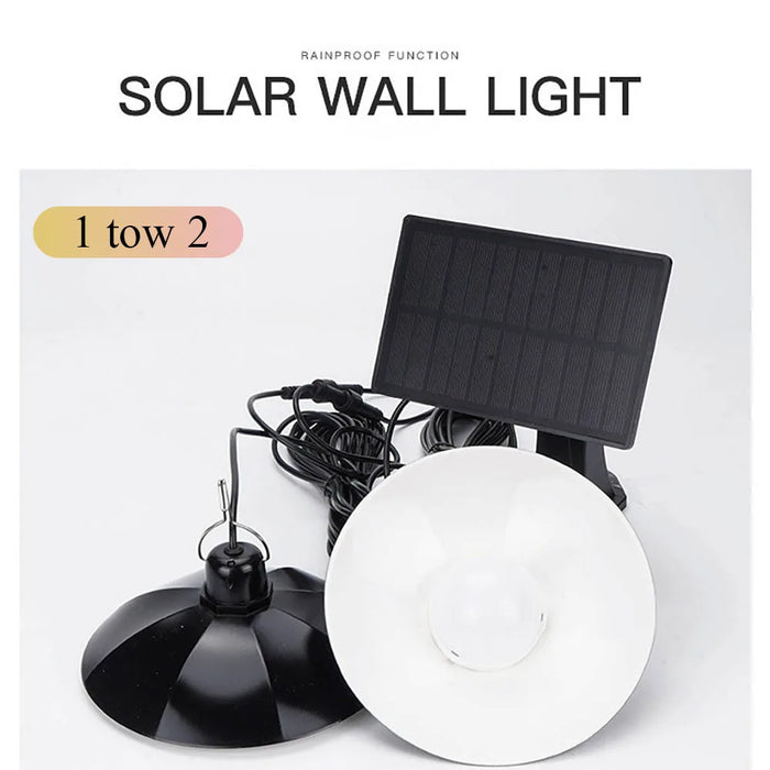 Solar Powered Pendant Light Single/Double Head Outdoor Waterproof LED Light With Remote Control Pendant Light Camping Garden