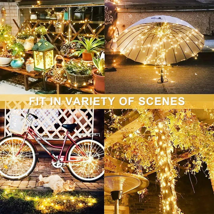 Christmas Decoration 300LED Solar String Lights Outdoor Waterproof Copper Wire Fairy Lights 8 Modes Suitable for Wedding Party