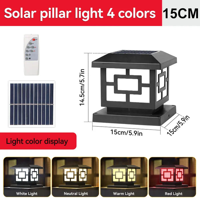 Solar Column Light Garden Solar Lamps Waterproof LED Solar Pillar Light Timed Remote Control LED Outdoor Lighting Courtyard Lamp