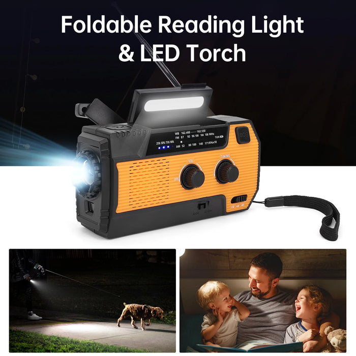 Multi-function Emergency Radio Hand Crank Emergency Radio Solar Crank Portable Outdoor Radio with USB Charging and SOS Alarm