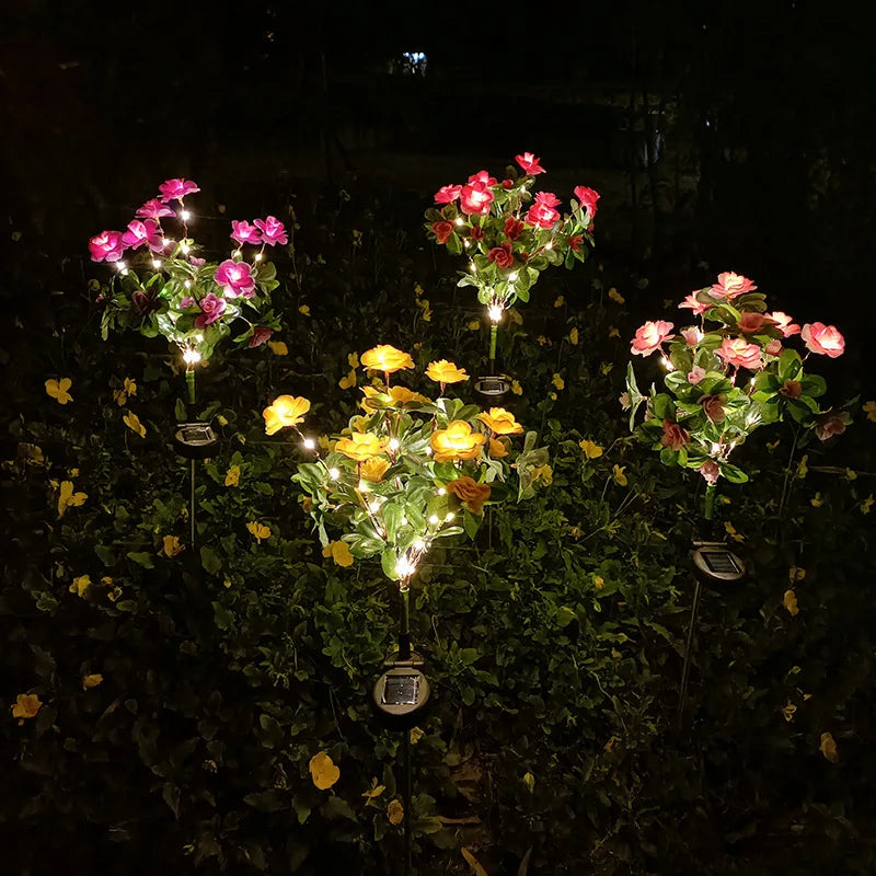 Solar Garden Lights Wild Flower Chrysanthemum Stake Lawn Lamp Waterproof Garden Butterfly  Lamps Yard Art for Home Decoration